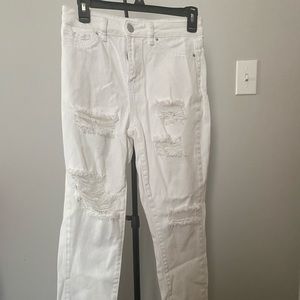 White ripped jeans